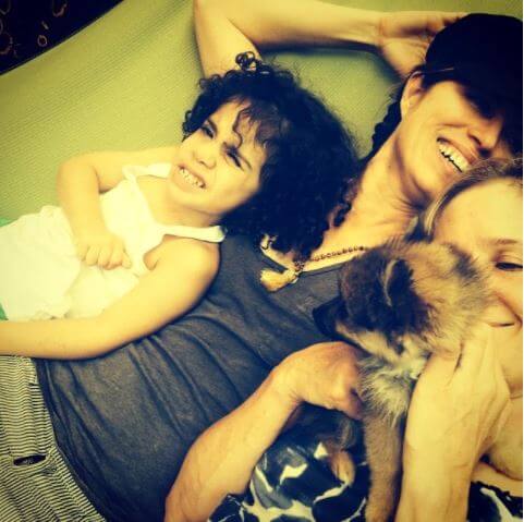 Kim Dickens with her daughter.